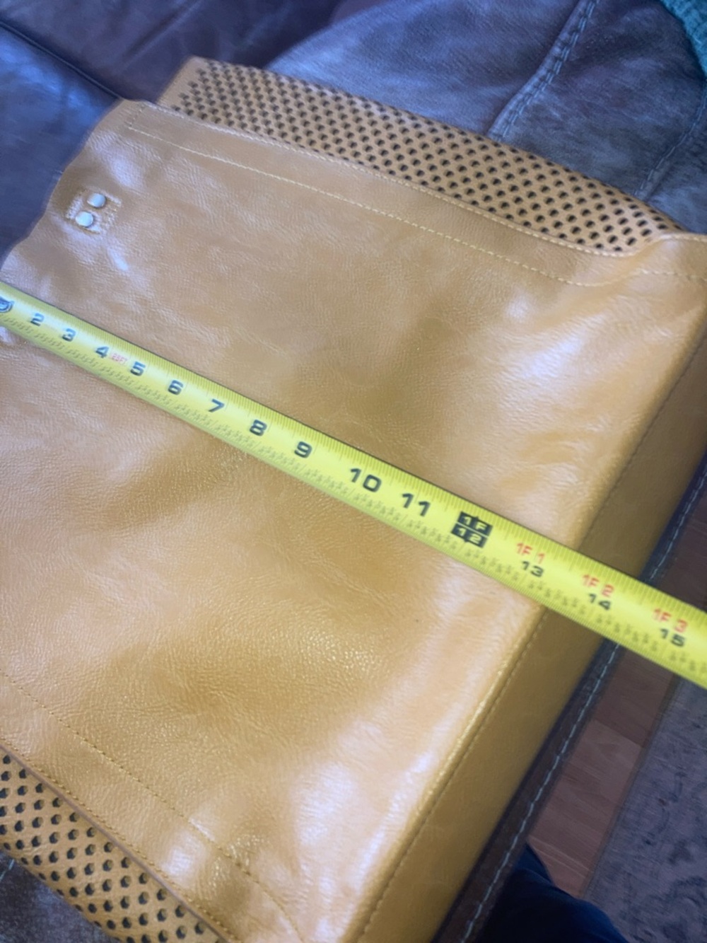 Urban Originals LARGE Yellow Leather Tote Bag with dark brown Straps - Picture 10 of 11